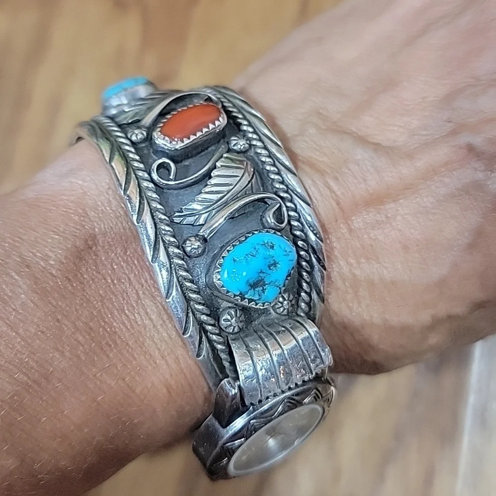 1950's Rare Navajo Sidewinder Cuff Bracelet Watch - Picture 3 of 16